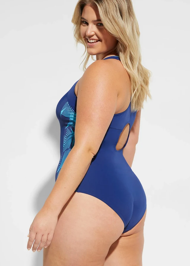 Maillot 1 pièce sportif à séchage rapide, Couleur: bleu foncé/turquoise