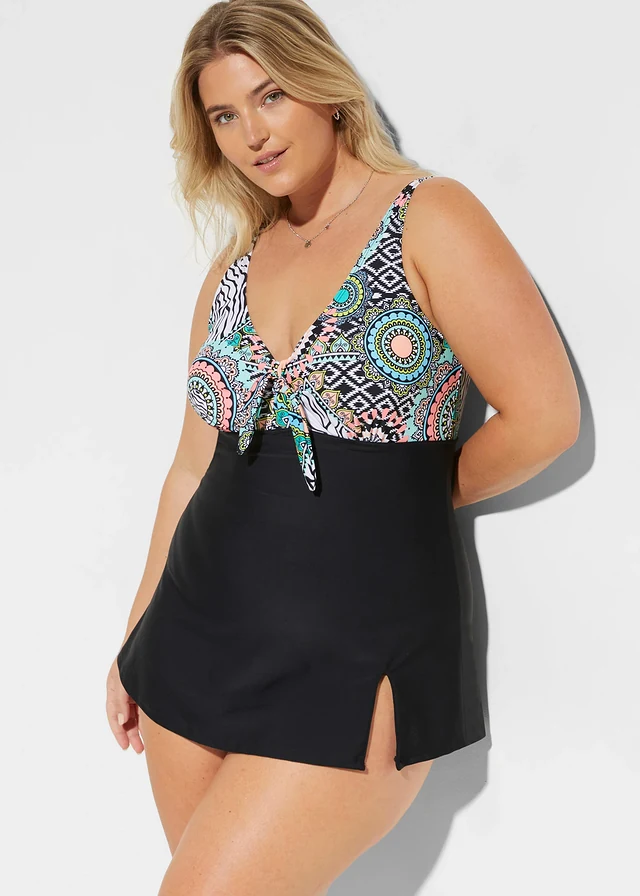 Robe de bain, Couleur: noir/blanc graphique