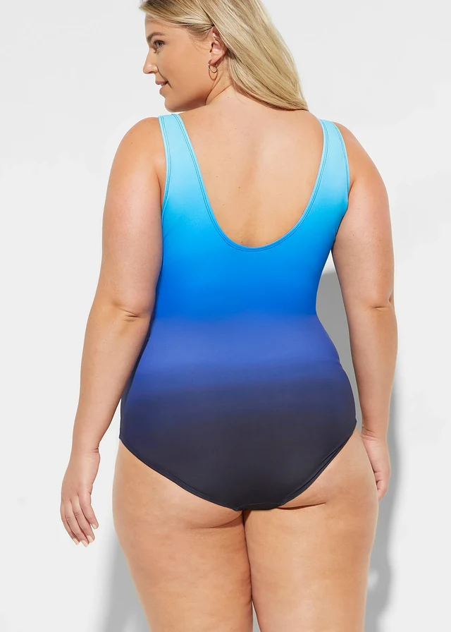 Maillot 1 pièce sculptant, maintien modéré, Couleur: bleu