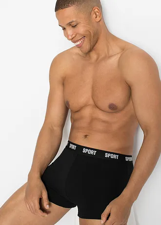 Boxerky, priliehavé, s bavlnou (3 ks v balení) • čierna potlačená • obchod bonprix