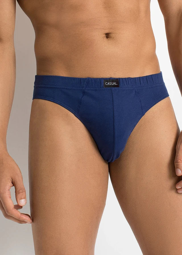Lot de 10 slips coton, Couleur: noir + anthracite chiné + bleu nuit