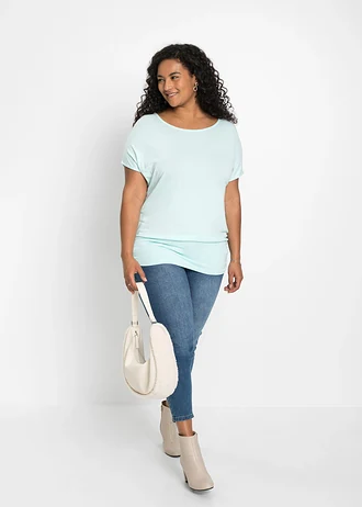 T-shirt doux en viscose extensible, Couleur: menthe pastel