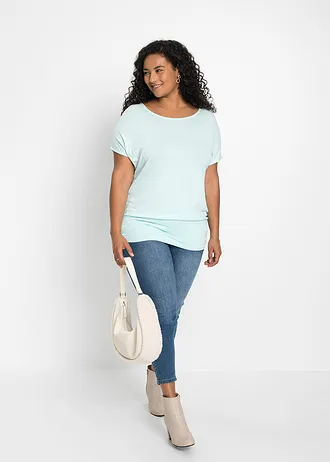 Tričko z měkké viskózové směsi, barva: pastelově mátová