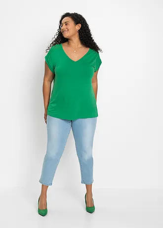 Shirt met kant in een viscosemix, Kleur: groen