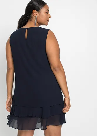 Robe en chiffon en polyester recyclé, Couleur: bleu foncé