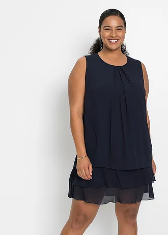 Robe en chiffon en polyester recyclé, Couleur: bleu foncé