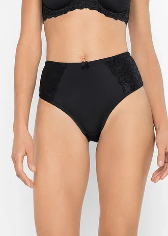 Lot de 2 slips maxi avec dentelle, Couleur: noir