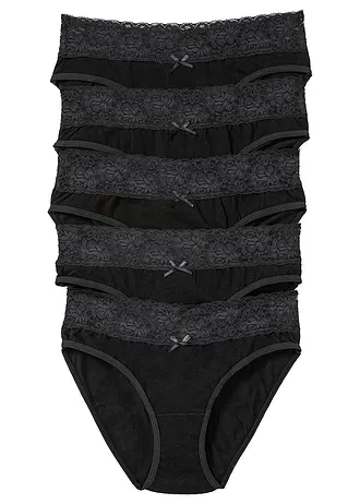 Kalhotky s krajkou (5 ks v balení), barva: černá