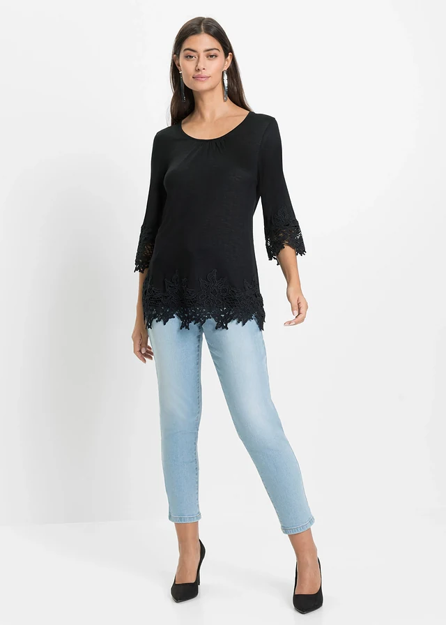 T-shirt en viscose, Couleur: noir