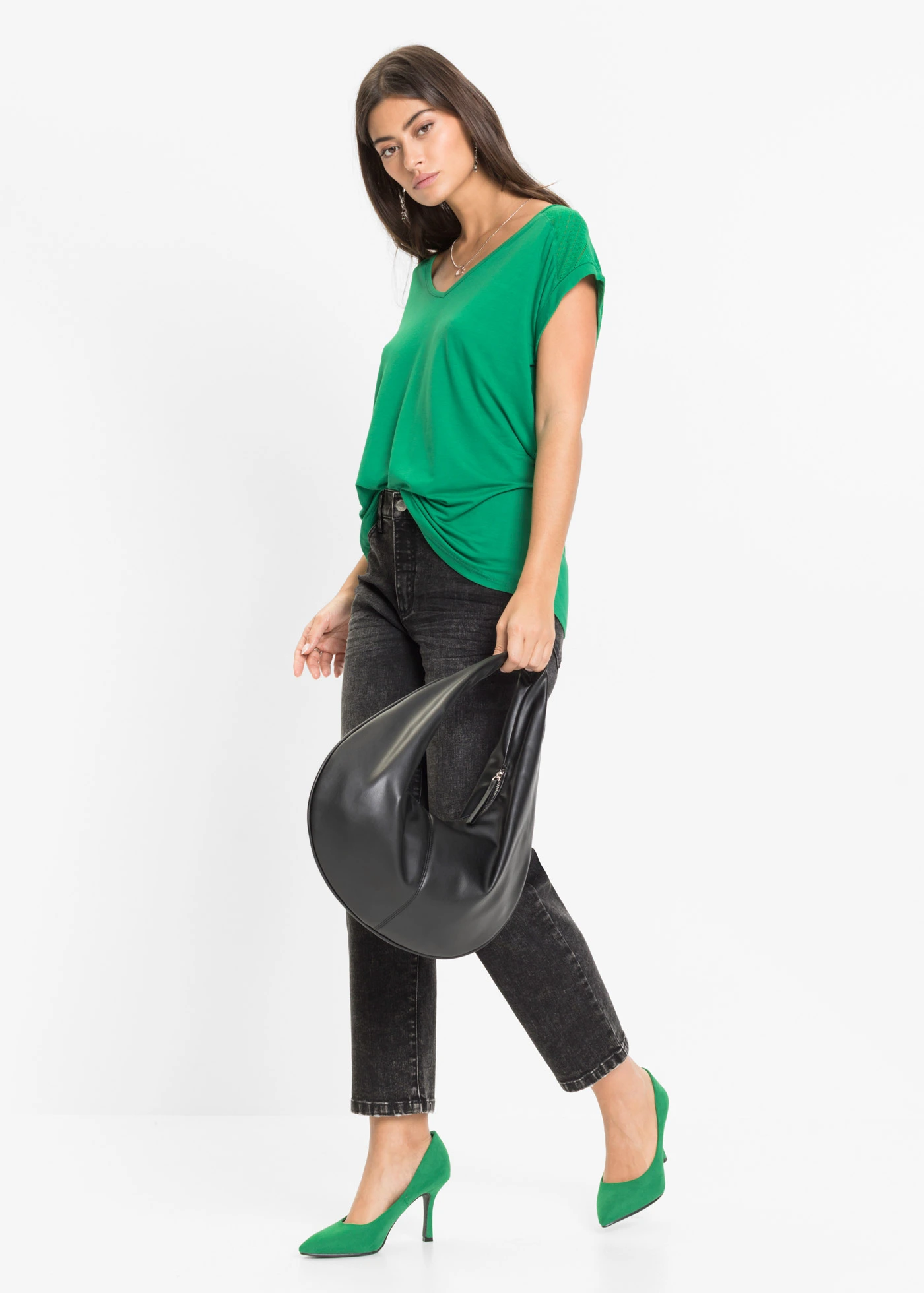 T-shirt doux en viscose extensible • vert • Boutique bonprix