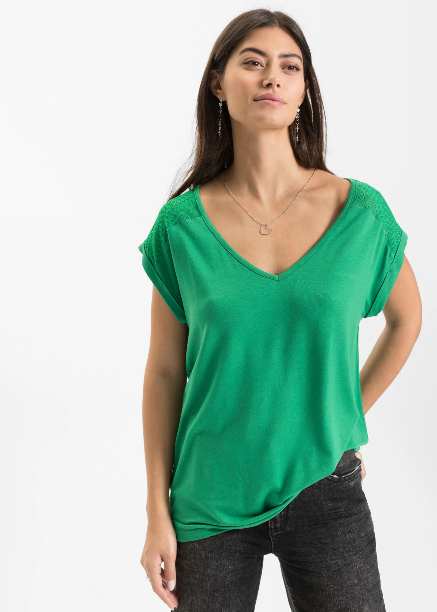 T-shirt en viscose mélangée • vert • Boutique bonprix