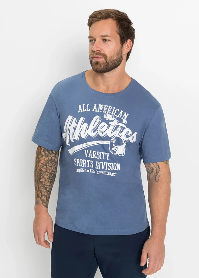 Lot de 2 T-shirts regular, Couleur: noir + bleu jean