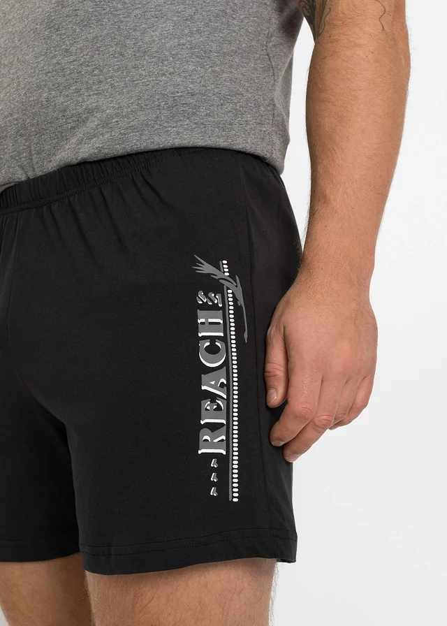 Pyjashort coton, Couleur: gris chiné/noir