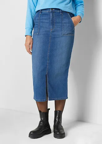 Džínová sukně s rozparkem, barva: modrý denim used