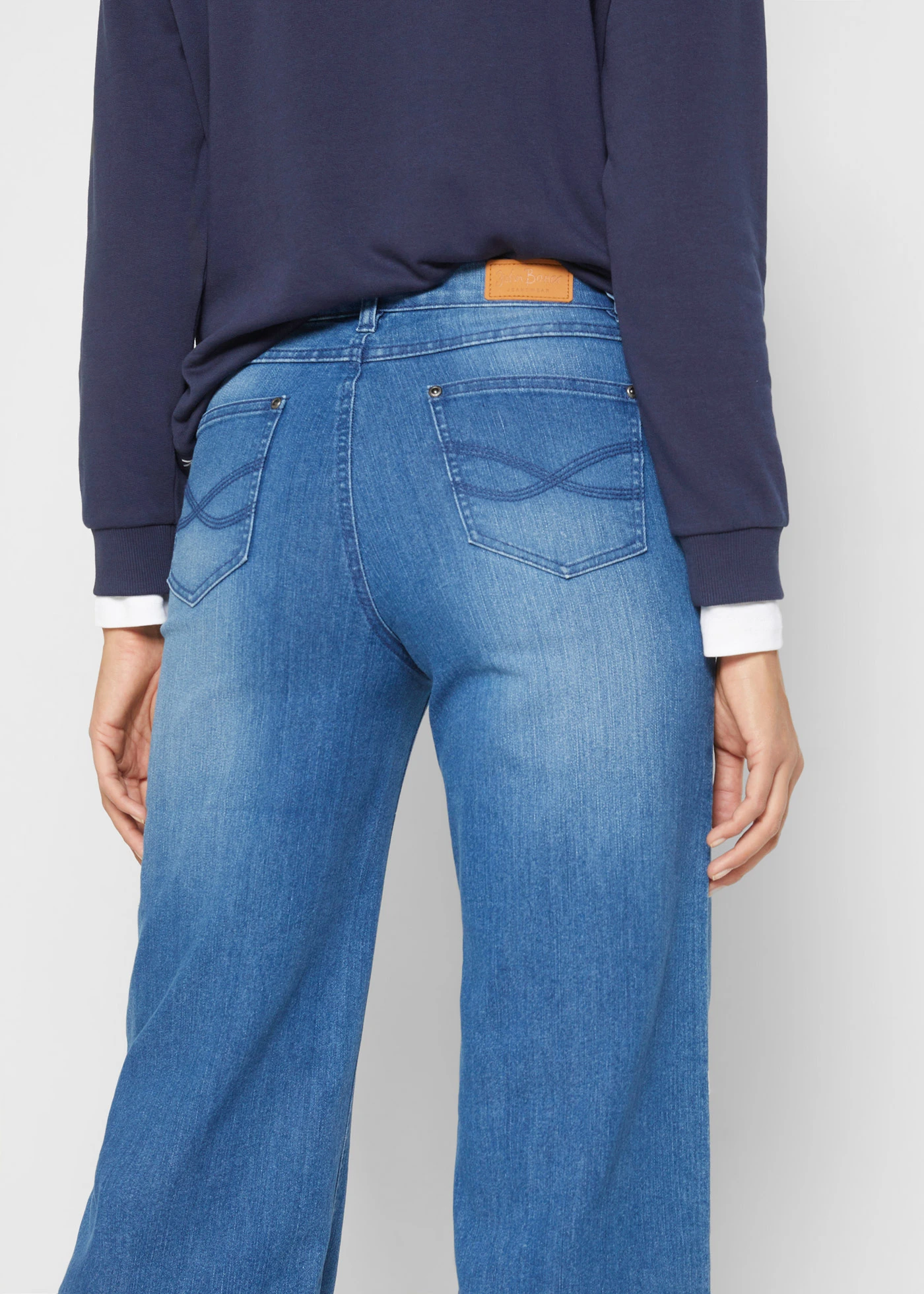 Wide Leg farmer, High Waist • kék kőmosott használt hatású • bonprix áruház