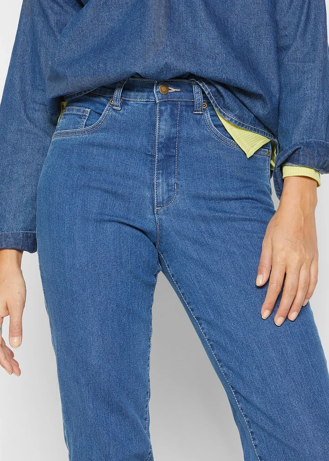 Mom jeans met high waist en stretch • blue stone used • product-page.page-title-suffix
