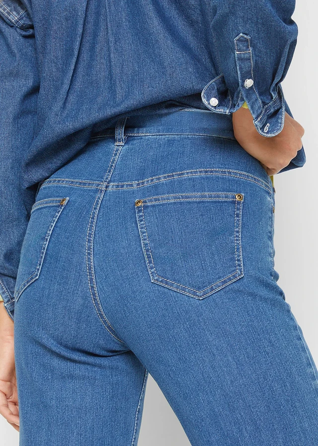 Mom jeans met high waist en stretch • blue stone used • product-page.page-title-suffix