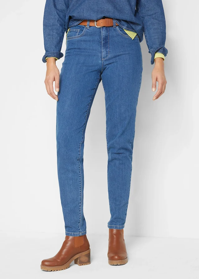 Mom jeans met high waist en stretch • blue stone used • product-page.page-title-suffix