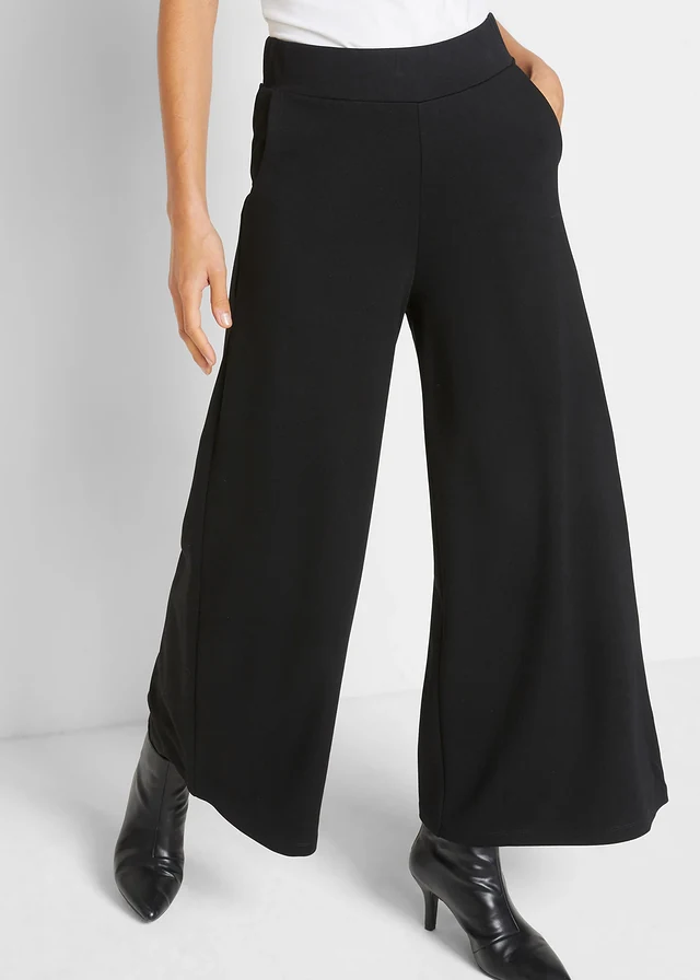 Jupe-culotte en viscose majoritaire, Couleur: noir