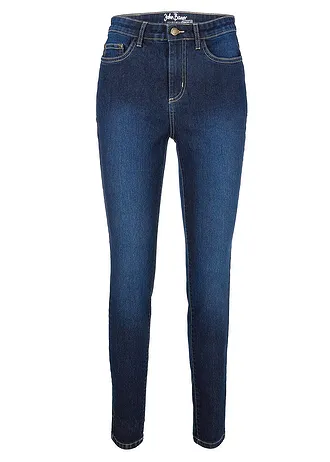 Skinny jeans high waist, stretch, Kleur: donkerblauw denim used