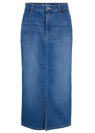 Spijkerrok met split, Kleur: blue stone used