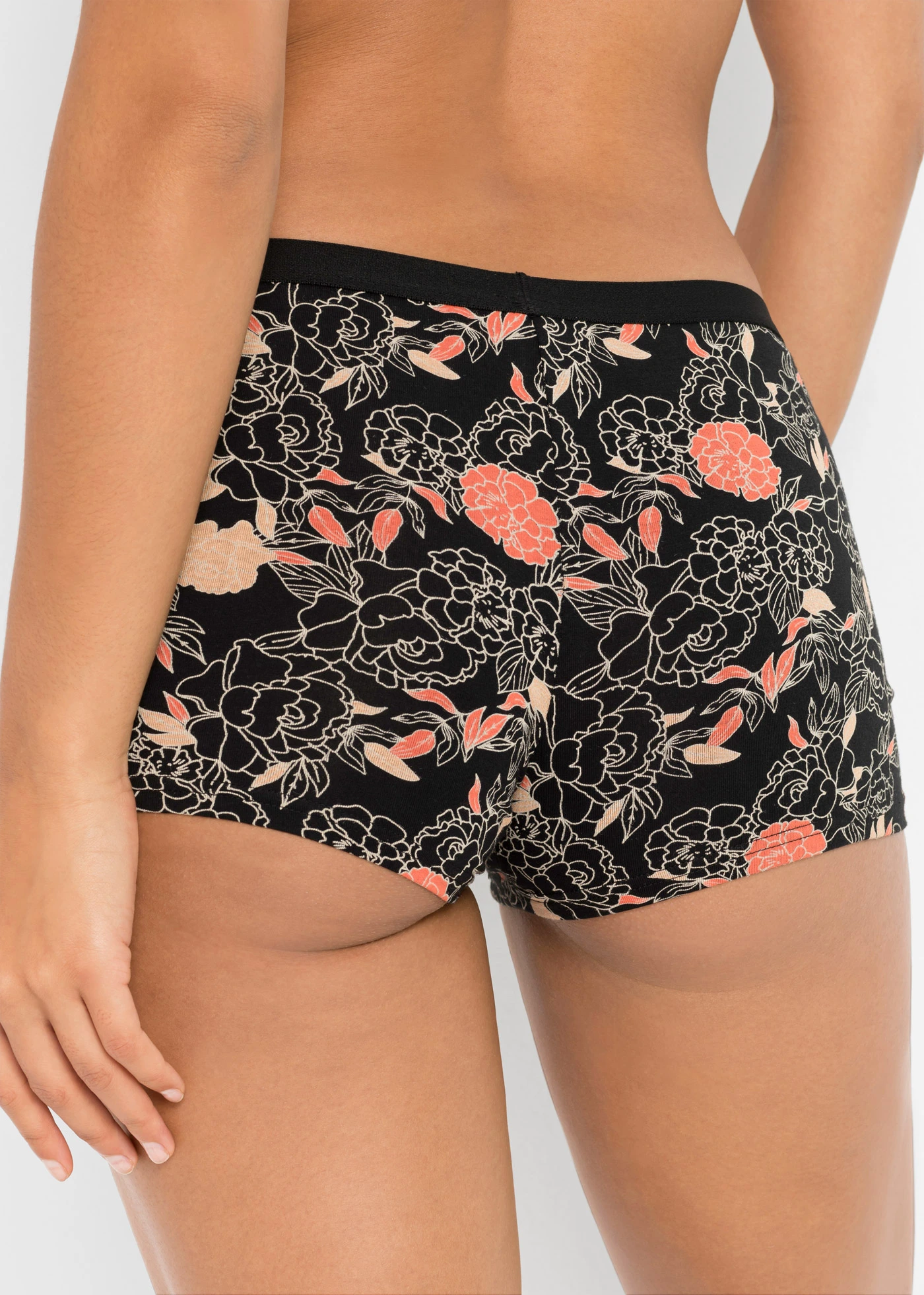 Dames boxer (set van 4) • zwart gebloemd+zwart+melba • bonprix online shop