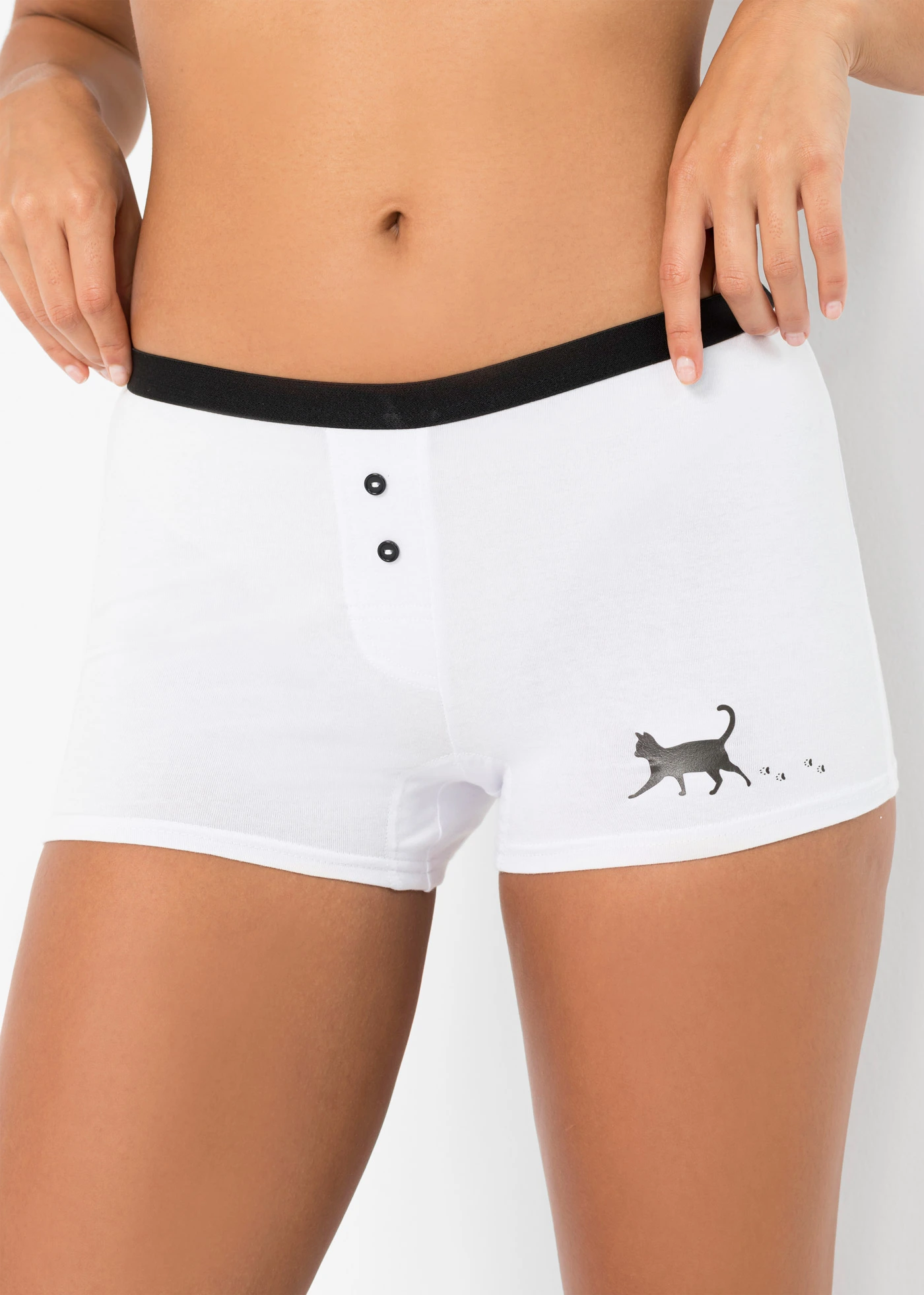 Dames boxer (set van 4) • zwart+wit • bonprix online shop