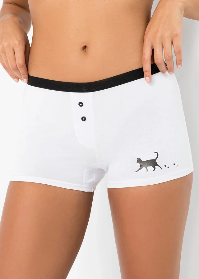 Dames boxer (set van 4), Kleur: zwart/wit