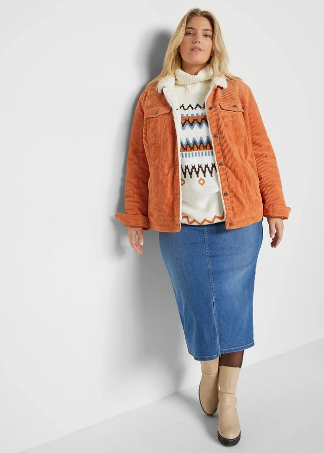 Jupe en jean avec fente, Couleur: bleu stone used