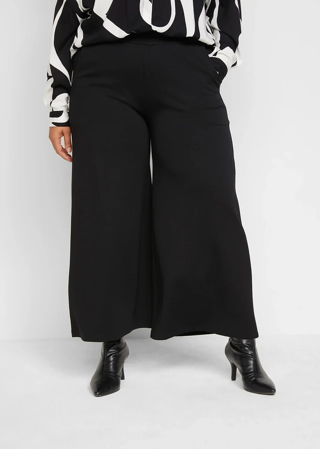 Jupe-culotte en viscose majoritaire, Couleur: noir