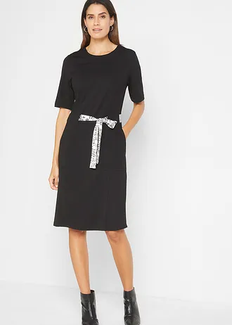 Sukienka shirtowa z paskiem • czarny • bonprix obchod