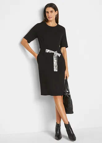 Sukienka shirtowa z paskiem • czarny • bonprix obchod