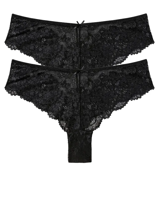 Lot de 2 slips brésiliens en dentelle délicate • noir • Boutique bonprix
