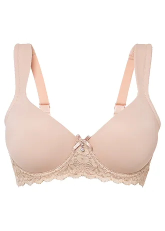 Soutien-gorge à coques et bretelles rembourrées, Couleur: beige mat