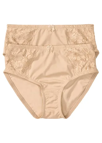 Maxislip met fijn kant (set van 2) • 2x poudre • bonprix online shop