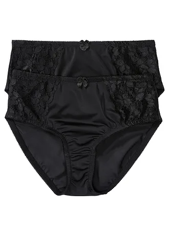 Maxislip met fijn kant (set van 2), Kleur: 2x zwart