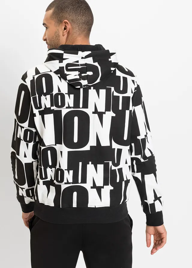 Hoodie van biologisch katoen, Kleur: wit/zwart
