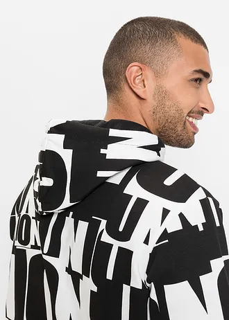 Kapucnis szabadidőfelső bio-pamutból • fehér/fekete • bonprix áruház