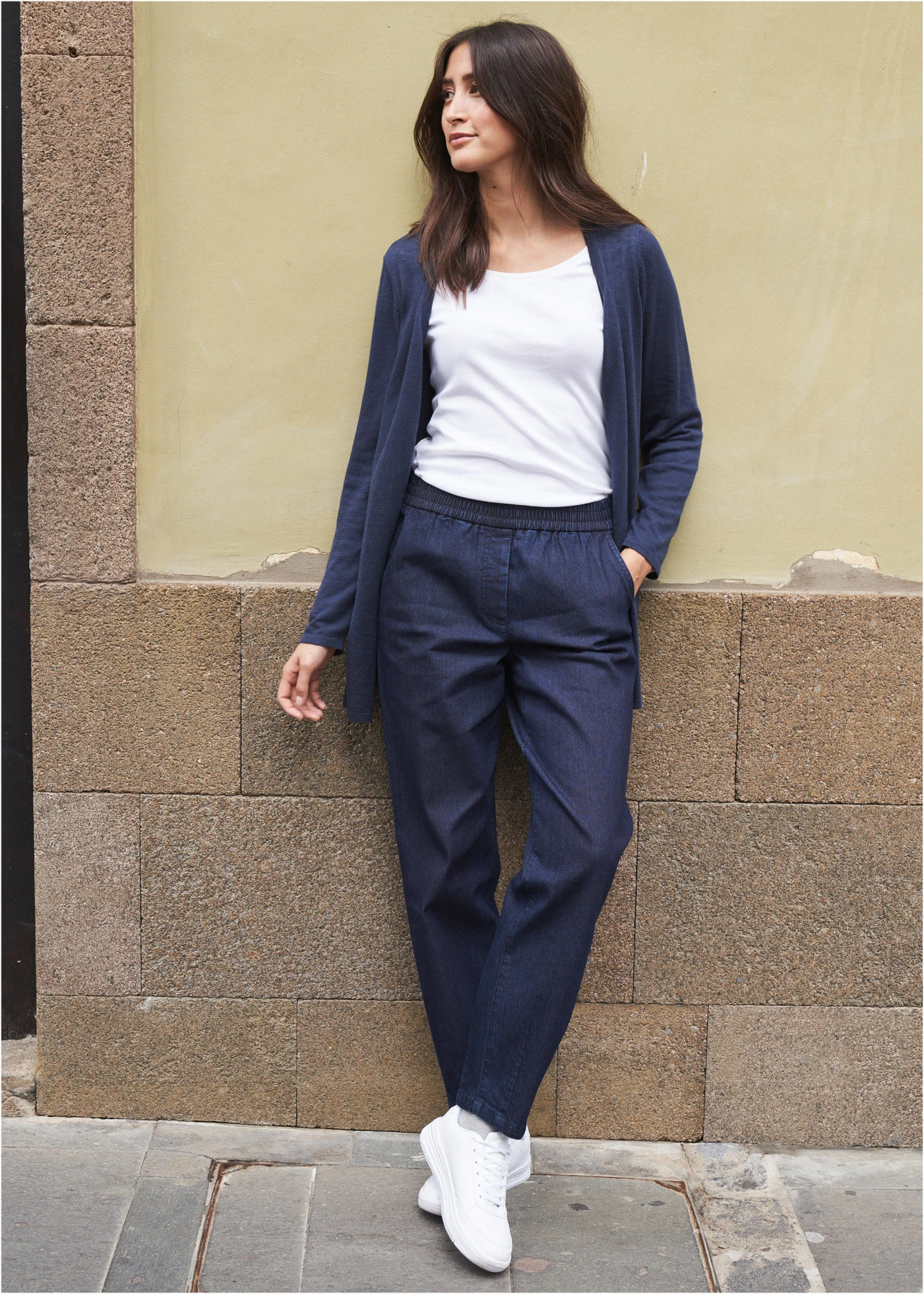 Gebreid vest van slub garen • donkerblauw • bonprix online shop