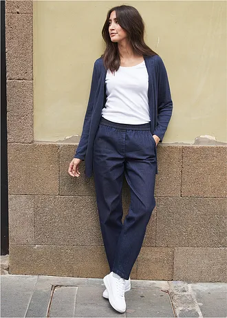 Gebreid vest van slub garen • donkerblauw • bonprix online shop