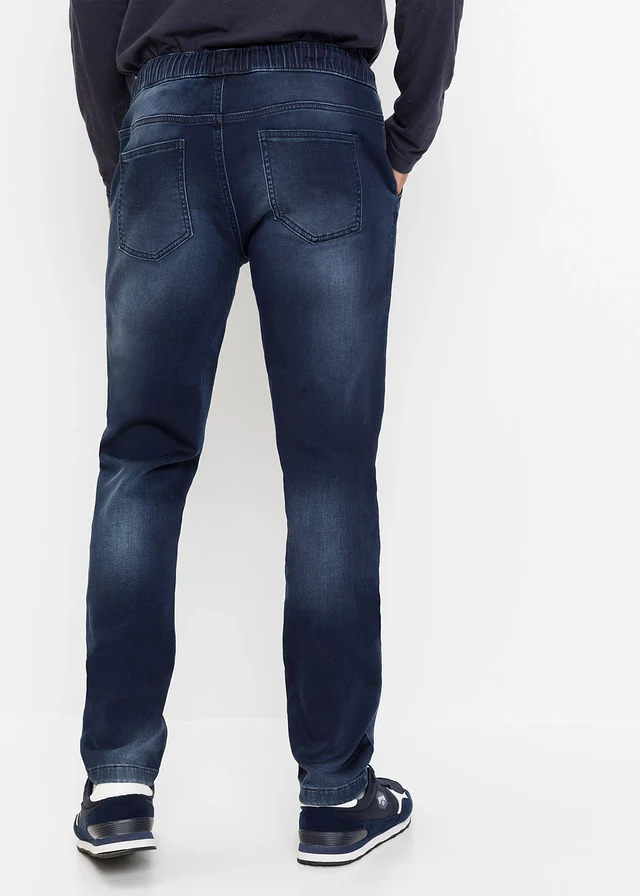 Teplákové džíny Slim Fit, Straight • tmavě modrý denim • bonprix obchod