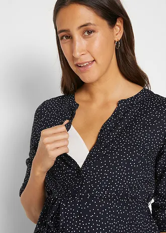 Zwangerschaps- en voedingsjurk van viscose • donkerblauw-wit gestippeld • bonprix online shop