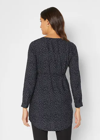 Zwangerschaps- en voedingsjurk van viscose • donkerblauw-wit gestippeld • bonprix online shop