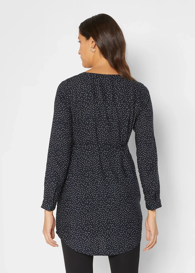 Robe de grossesse et d’allaitement en viscose fluide • bleu foncé pois blanc • product-page.page-title-suffix