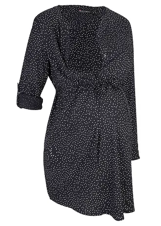 Těhotenské/kojicí halenkové šaty 2 v 1, ze splývavé viskózy