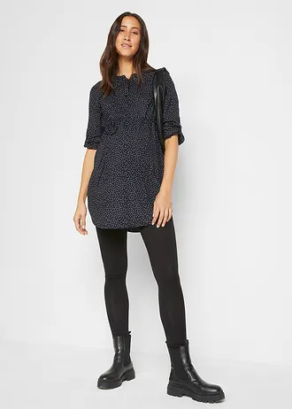 Zwangerschaps- en voedingsjurk van viscose • donkerblauw-wit gestippeld • bonprix online shop