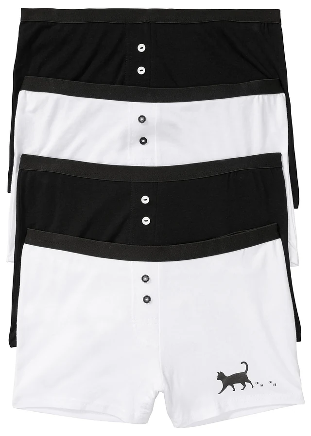 Dames boxer (set van 4), Kleur: zwart/wit