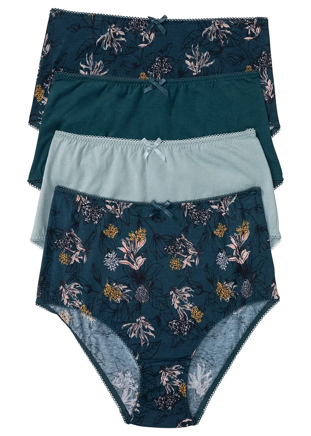 Lot de 4 slips taille haute coton