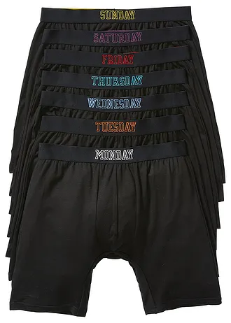 Dlhé boxerky s bavlnou (7 ks), priliehavé • čierna • obchod bonprix