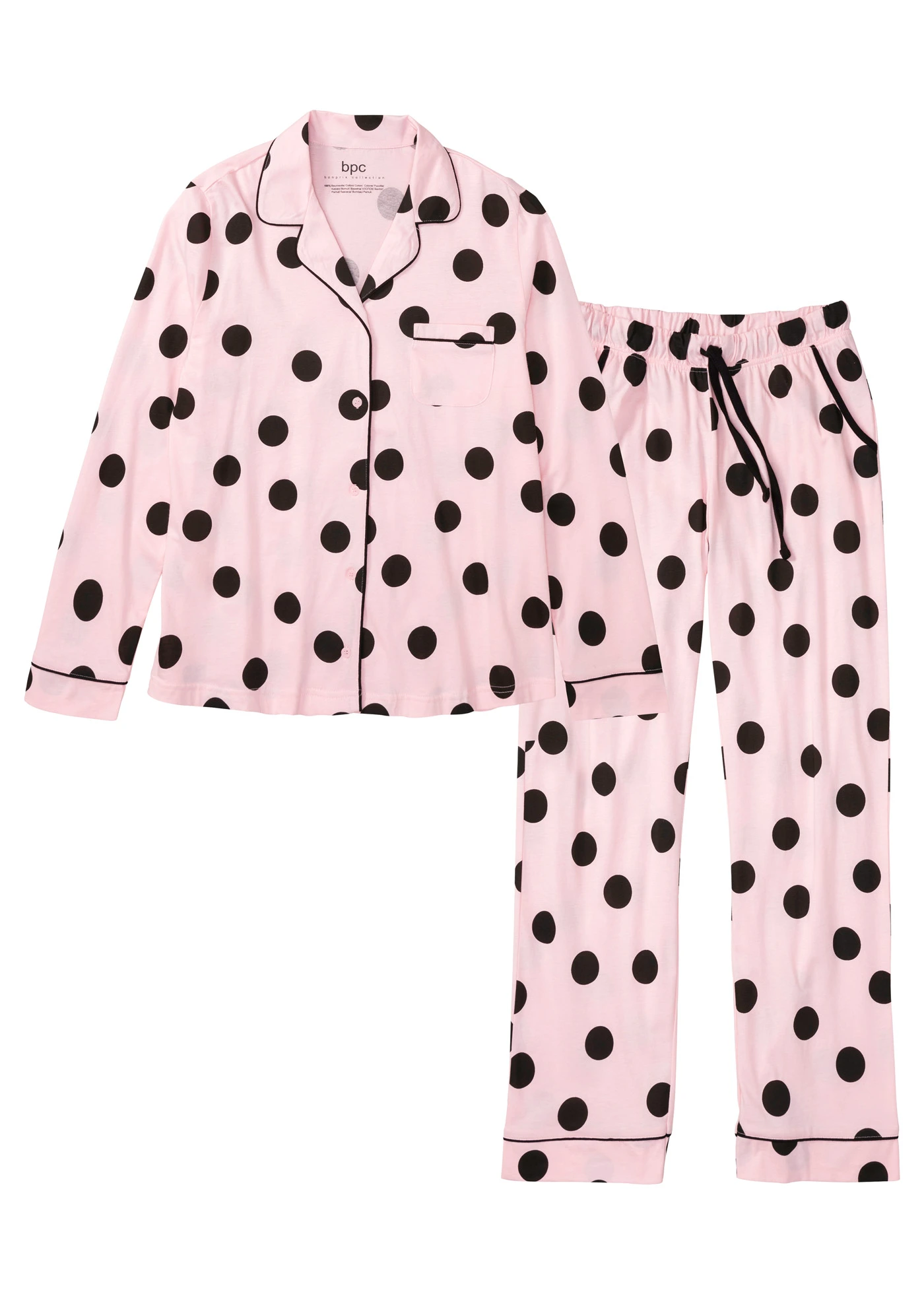 Pyjama met knoopsluiting (2-dlg. set) • roze poudre gestippeld • bonprix online shop